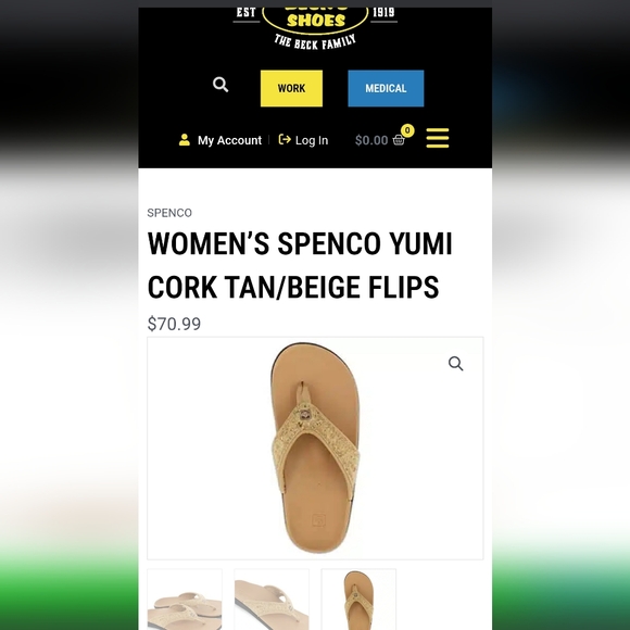 Women's Spenco Yumi Tan Cork Flip-Flop Thong Sandals - Picture 7 of 7